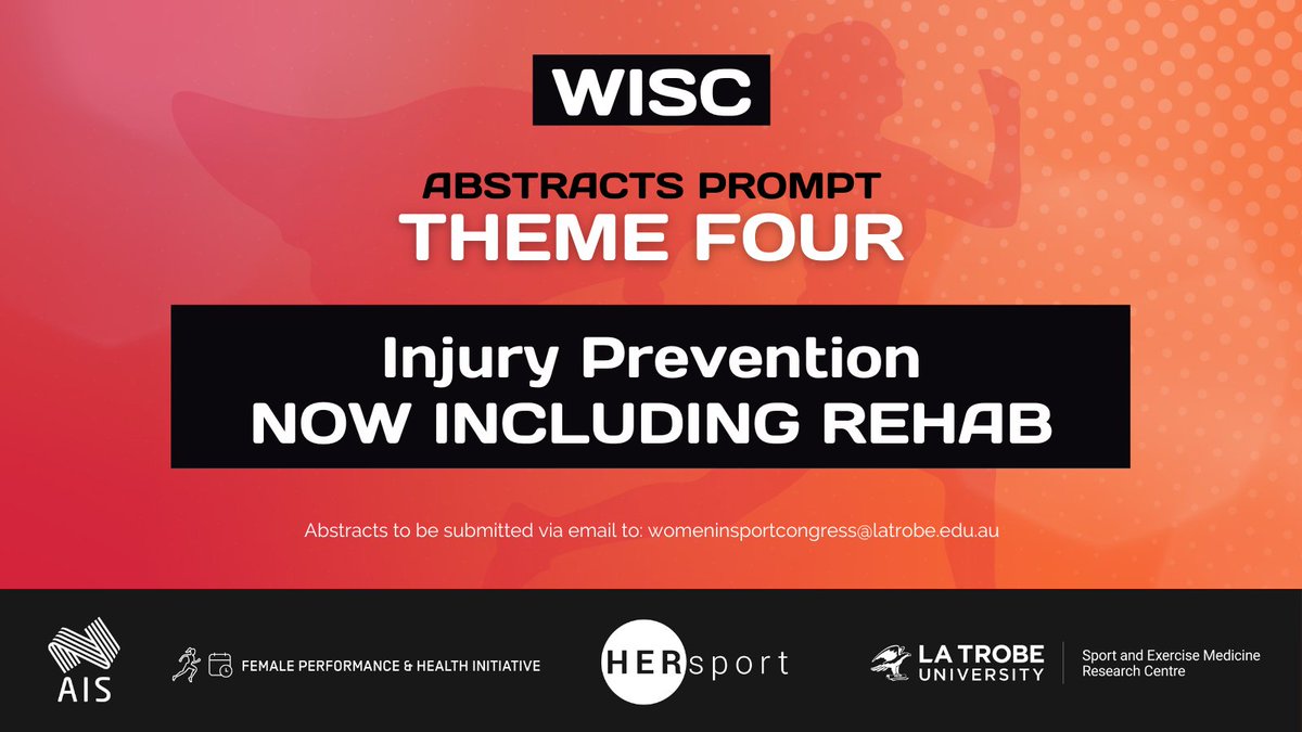 We have updated our Injury prevention theme to include Rehab! 

Abstract submissions AND early bird registration closing on Monday June 13! 

✍️ womeninsportcongress.org.au