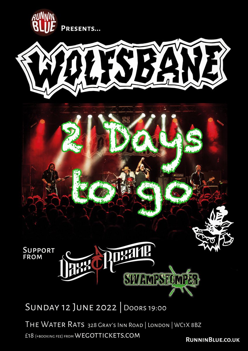 blue_runnin's tweet photo. @WolfsbaneHMS @DaxxRoxane and Swampstomer hit @Water_Rats London in just 2 days. Grab the last tickets from: https://t.co/StU4zE9hSc https://t.co/LxMGNKOc4g