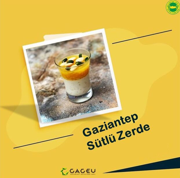 gagev_'s tweet photo. Gaziantep’i Geliştirme Vakfı (GAGEV) tarafından tescili alınan, Gaziantep'in asırlık, lezzetli ve hafif geleneksel lezzetlerinden "Sütlü Zerde “ (Astarlı Sütlaç) 💛

#zerde #sütlüzerde #tatlı

#Gagev 💚 https://t.co/rjNQaE9O5b