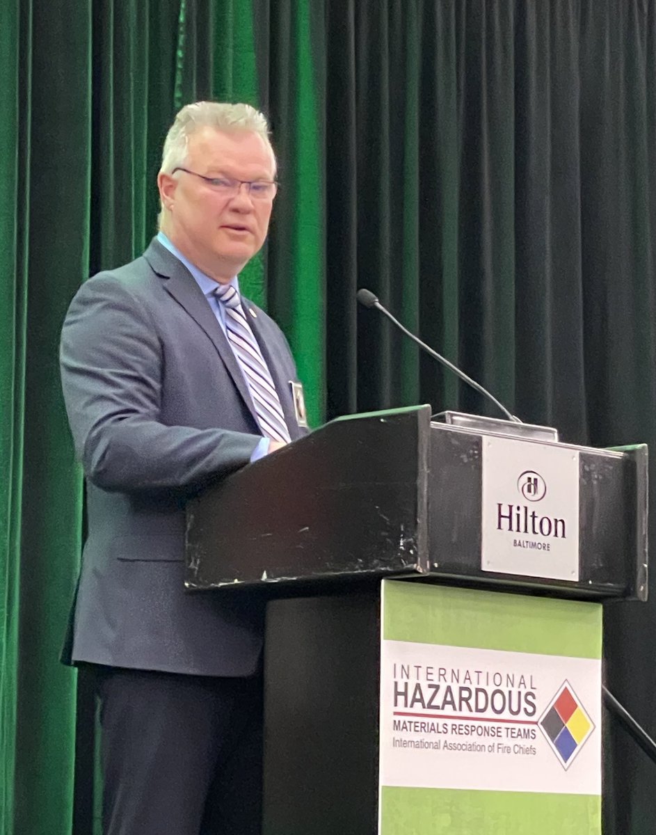 ChiefRobBrown's tweet photo. @IAFCPresident Chief Ken Stuebing addresses the opening session of the @IAFC #HAZMAT22 conference in @BaltimoreMD https://t.co/priX6f7ZrR