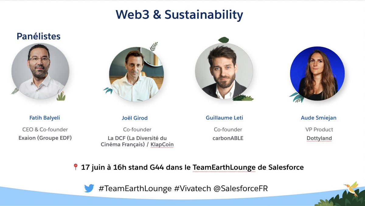 📍🎤 ♻️Retrouvez le @klapcoin au salon <a href="/VivaTech/">VivaTech</a> 
<a href="/joel_girod/">GIROD Joël</a> participera à une table ronde sur le thème : Sustainability &amp; #web3. 
Un débat avec des acteurs engagés : @CommunityDotty, <a href="/Carbonable_io/">Carbonable.io 🌱🌐</a> et <a href="/EDF_Innovation/">𝗘𝗗𝗙 Innovation</a> 
#sustainable #blockchain #Crypto #VivaTech #VivaTEch2022