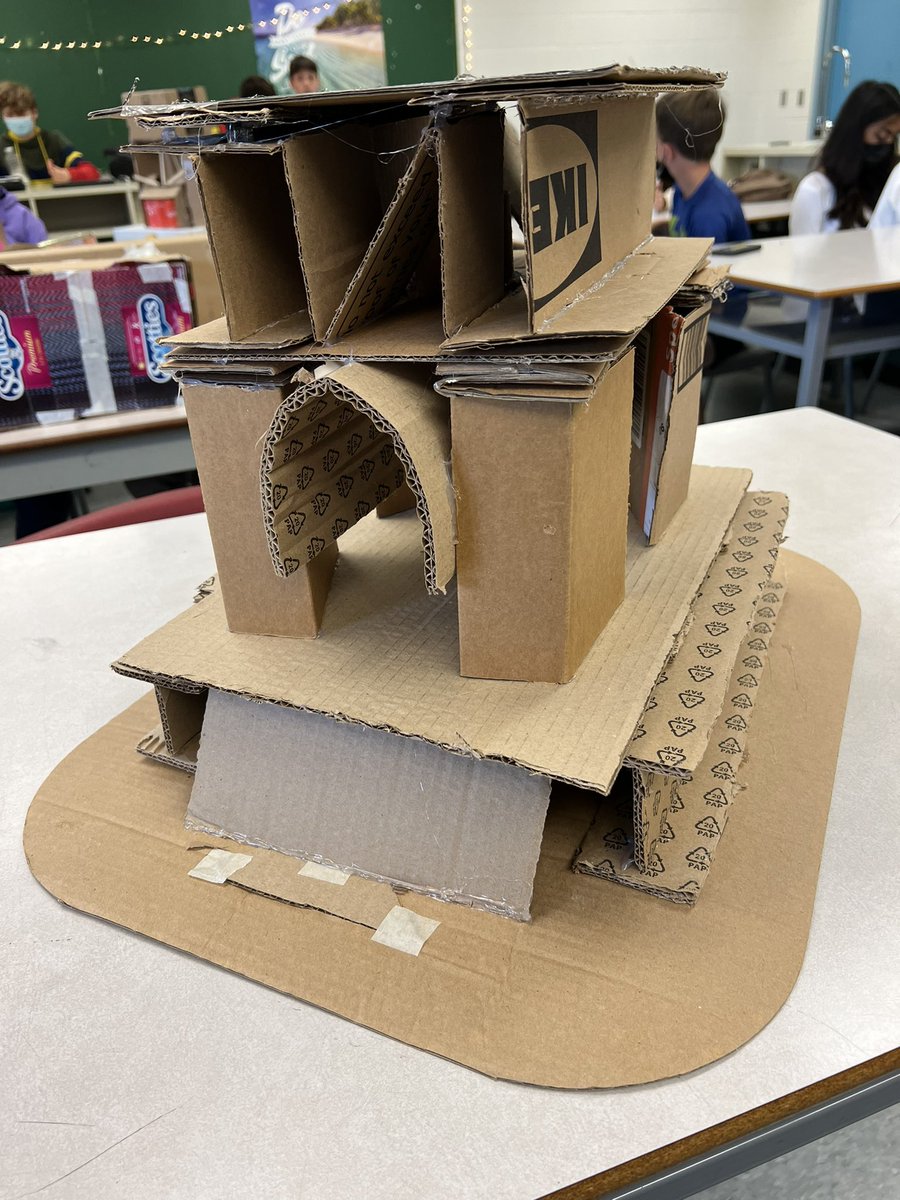 MissBorracci's tweet photo. How many structural features can you spot on this custom built tower??? 👀 Outstanding design and presentation! #grade7science @HolyTrinityOCSB https://t.co/THjupeAc9f