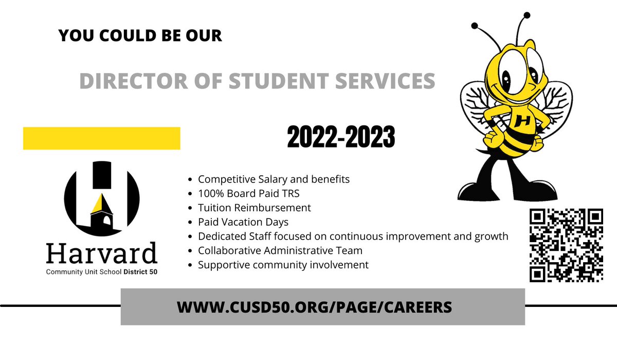 Harvard CUSD 50 Careers (@harvard50career) on Twitter photo Spread the word. We have an AMAZING opportunity <a href="/HarvardD50/">Harvard CUSD 50</a> You will NOT want to miss applying for our Director of Student Services. Apply today, do not hesitate! #HarvardRising 🐝cusd50.tedk12.com/hire/ViewJob.a… Spread the word. We have an AMAZING opportunity <a href="/HarvardD50/">Harvard CUSD 50</a> You will NOT want to miss applying for our Director of Student Services. Apply today, do not hesitate! #HarvardRising 🐝cusd50.tedk12.com/hire/ViewJob.a…