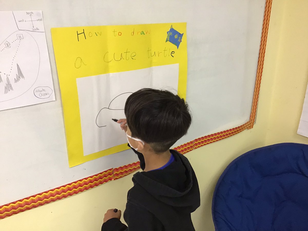 MsSpecksClass's tweet photo. We got things started this morning with Mr. D teaching us how to draw a cute turtle!  This is mine so far!  #TeachtheTeacher https://t.co/TdcPvfEINq