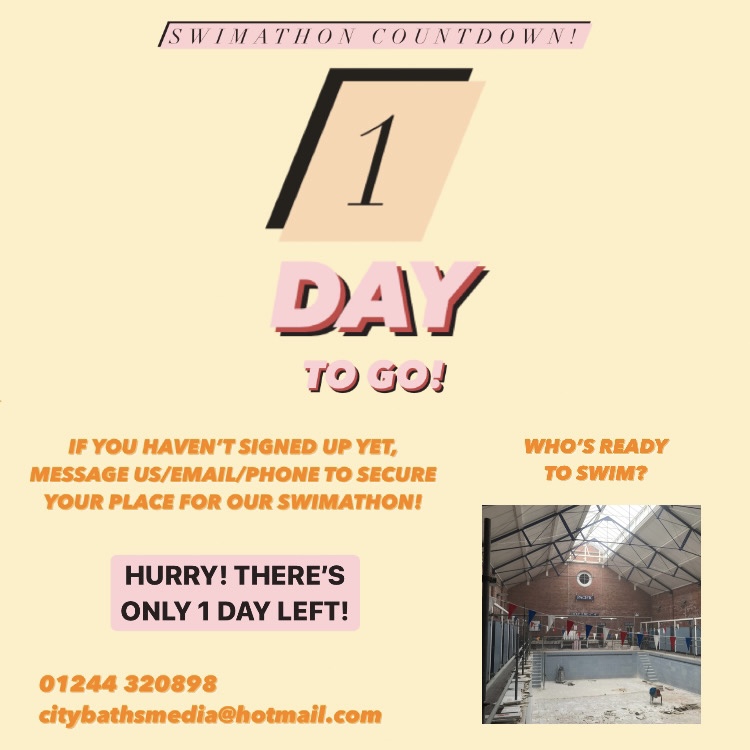 Only 1 day to go!💛 Message us at citybathsmedia@hotmail.com or phone 01244 320898 to sign up or donate on our link here: spacehive.com/teach-under-pr…. Looking forward to seeing you all there! 😊