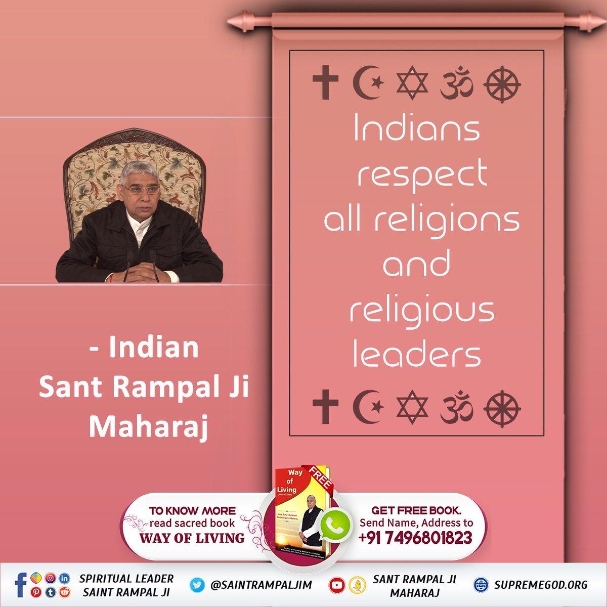YusufKabirdham's tweet photo. #IndiansRespectAllReligions

Sant Rampal ji has told in his discourses that human beings of all religions are children of the same Supreme Father, discriminating among themselves is tantamount to committing a heinous sin.

Indians Respect All Religious Gurus https://t.co/QlLyhGvYUS