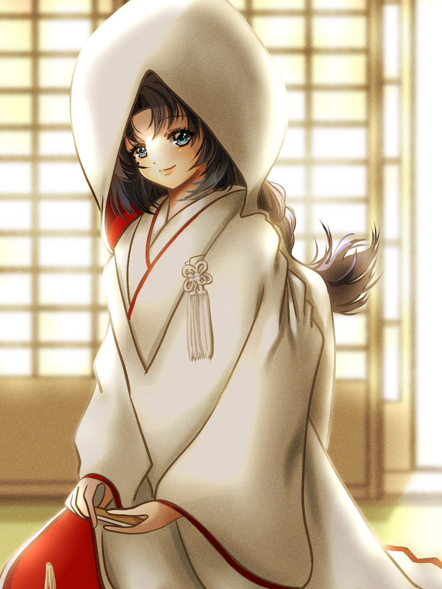1girl japanese clothes wataboushi uchikake kimono solo long hair  illustration images