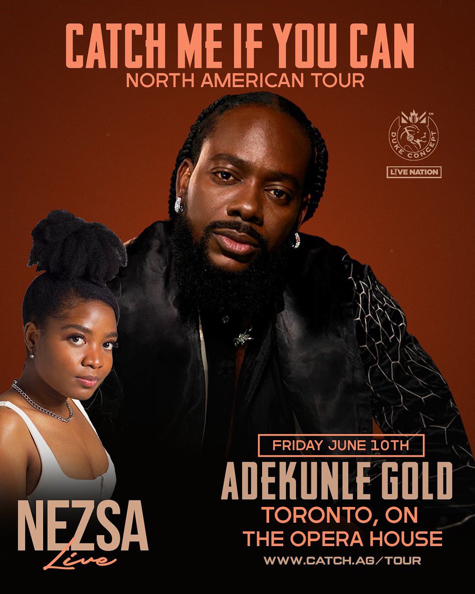 emPawaAfrica's tweet photo. #Nezsa @_nezsa will be performing at @adekunleGOLD’s #CatchMeIfYouCanTour at The Opera House in Toronto today, 10th June 🔥💫
#Nezsa #Trouble #Break #AGbaby #CatchMeIfYouCan https://t.co/0rveNYQDWF