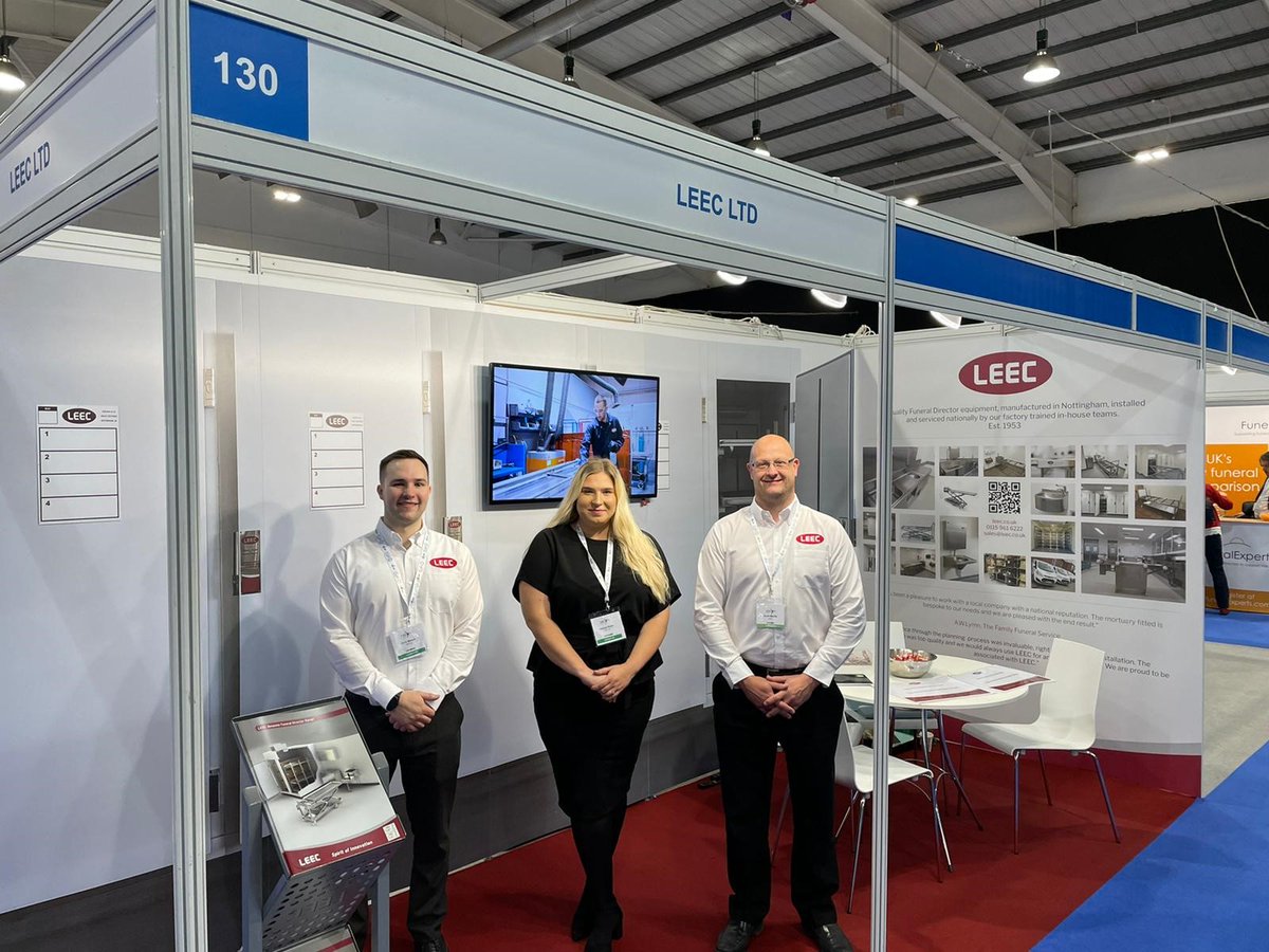 LEECLtd's tweet photo. National Funeral Exhibition 2022 is underway and LEEC couldn't be happier to be back. It's been a while and we look forward to seeing you! Come and say hello on stand 130. #NFE2022 @Funeral_Exhibit https://t.co/wHgTxjBBiu