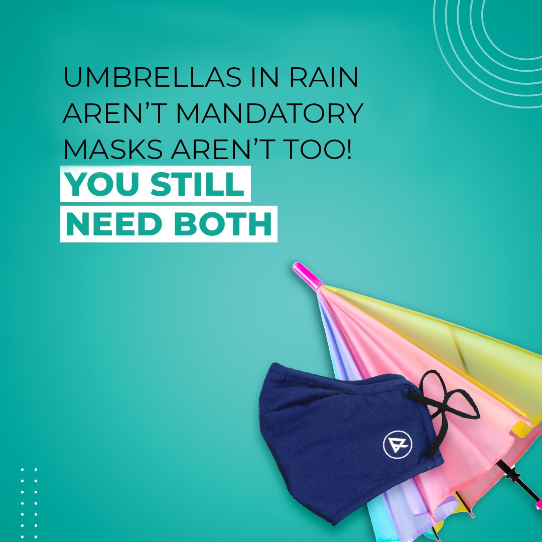 ZeroRisque's tweet photo. We all hate getting wet in the rain. 😪
Skipping an umbrella isn't an option and so is wearing masks.

Check out our solid colours and fun prints at https://t.co/IQGN6ZmVDL.

#zerorisquemasks #safetywithstyle #needofthehour #sustainability #swisstechnology #monsoon2022 https://t.co/BDuFt0EMDs