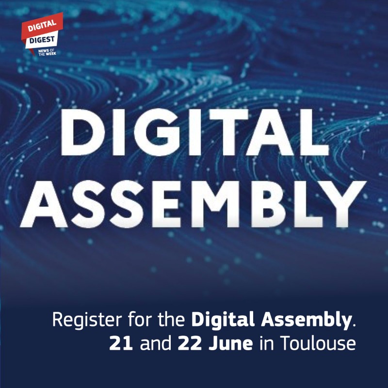 DigitalEU's tweet photo. Here's your weekly #DigitalDigest:
π Book your seat and get ready for the #DA22eu. Toulouse, 21-22 June
π A deal was reached this week on the #CommonCharger proposal. A win-win for people and planet.
πΊπ¦ Take part in #Tech4Ukraine. Tell us your story, submit a short video!