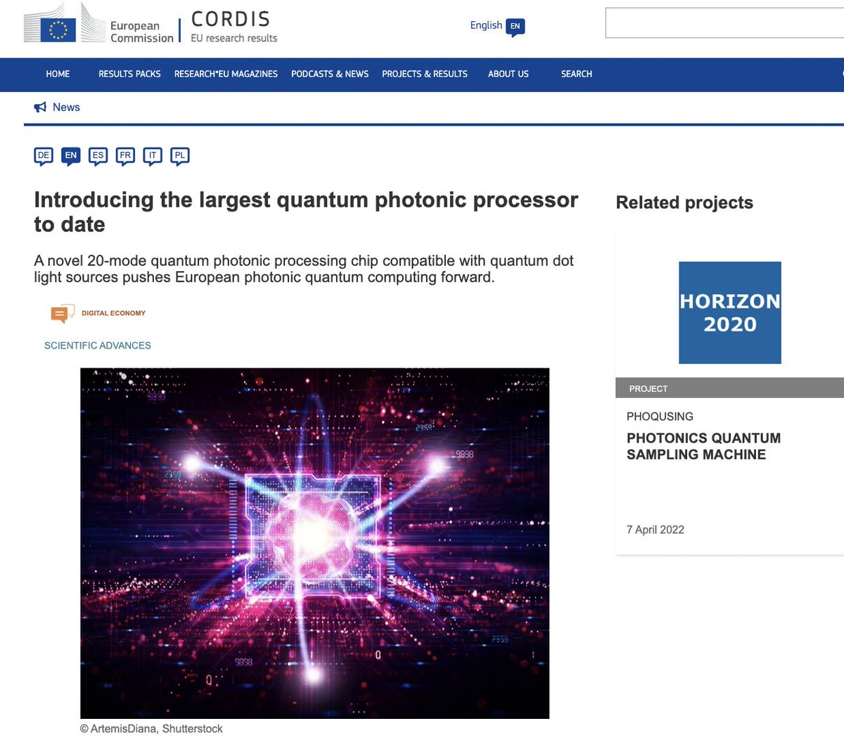 Phoqusing EU project (@phoqusing) on Twitter photo CORDIS has covered PHOQUSING! Read the article “Introducing the largest quantum photonic processor to date”, published in 6 languages:europa.eu/!kNbfhY
<a href="/CORDIS_EU/">EU Research Results</a> <a href="/FabioSciarrino/">Fabio Sciarrino</a> <a href="/CNRsocial_/">CNR Consiglio Nazionale delle Ricerche</a> <a href="/CNR_IFN/">CNR - IFN</a> <a href="/senellartqd/">Senellart's QD Group</a> <a href="/efgalvao/">Ernesto Galvão</a> @QuiXQuantum <a href="/KashefiElham/">Elham Kashefi</a> <a href="/fet_eu/">FET_EU</a> <a href="/EU_Commission/">European Commission</a> CORDIS has covered PHOQUSING! Read the article “Introducing the largest quantum photonic processor to date”, published in 6 languages:europa.eu/!kNbfhY
<a href="/CORDIS_EU/">EU Research Results</a> <a href="/FabioSciarrino/">Fabio Sciarrino</a> <a href="/CNRsocial_/">CNR Consiglio Nazionale delle Ricerche</a> <a href="/CNR_IFN/">CNR - IFN</a> <a href="/senellartqd/">Senellart's QD Group</a> <a href="/efgalvao/">Ernesto Galvão</a> @QuiXQuantum <a href="/KashefiElham/">Elham Kashefi</a> <a href="/fet_eu/">FET_EU</a> <a href="/EU_Commission/">European Commission</a>