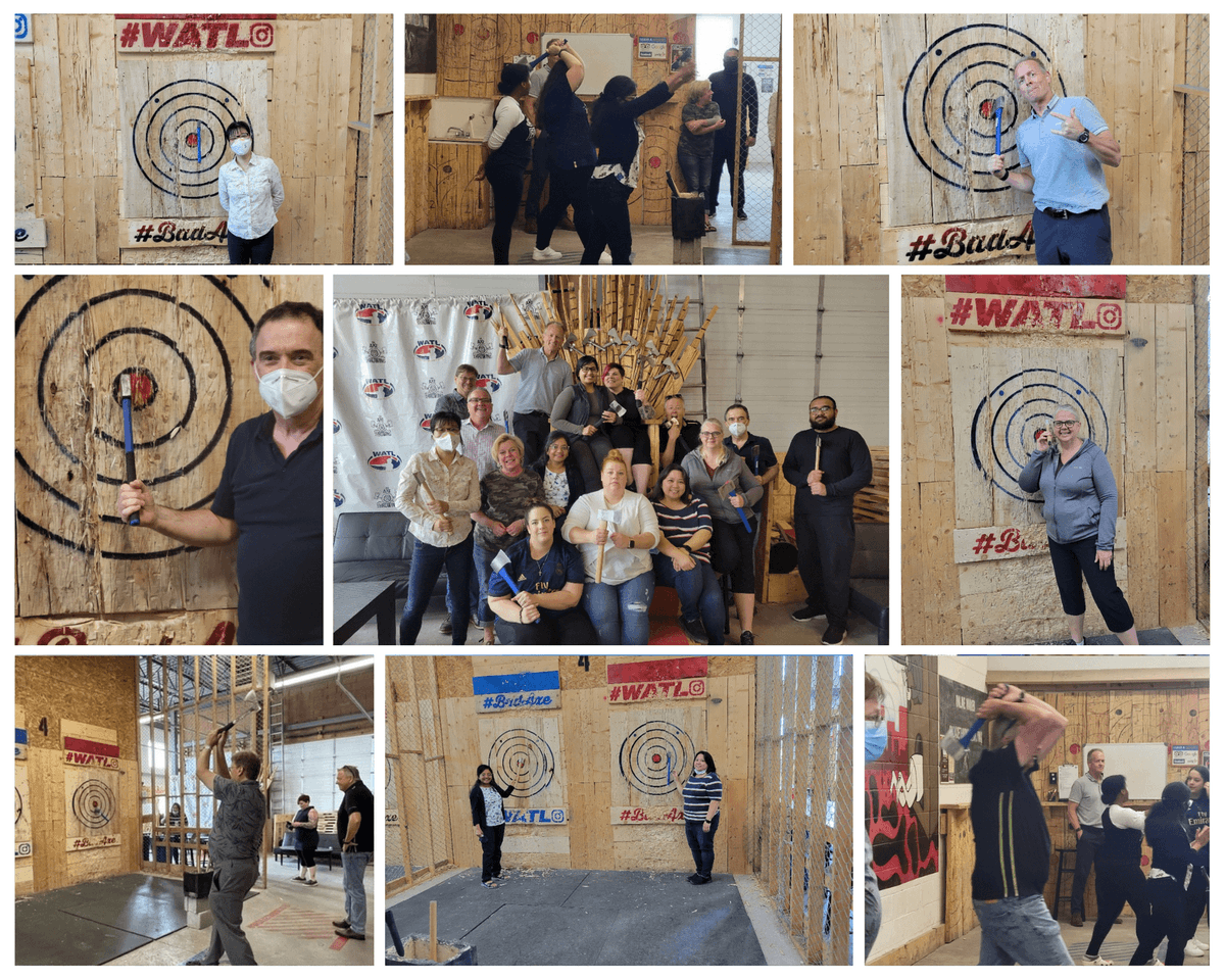 Hubbard_Ins's tweet photo. Nothing like throwing a few axes around to relieve a little stress! Major thanks to everyone at Bad Axe Throwing for having us!! #FunFriday https://t.co/zShoeUOVJz