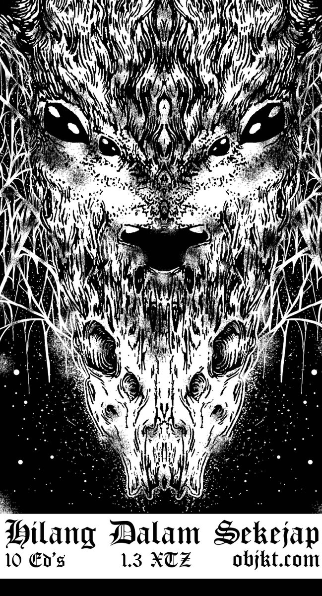 "HILANG DALAM SEKEJAP"
Tiada - Ada - Tiada. 

10 Editions // 1.3 XTZ

Available at 
objkt.com/asset/KT1S2Ldr…

#tezosart #darkart