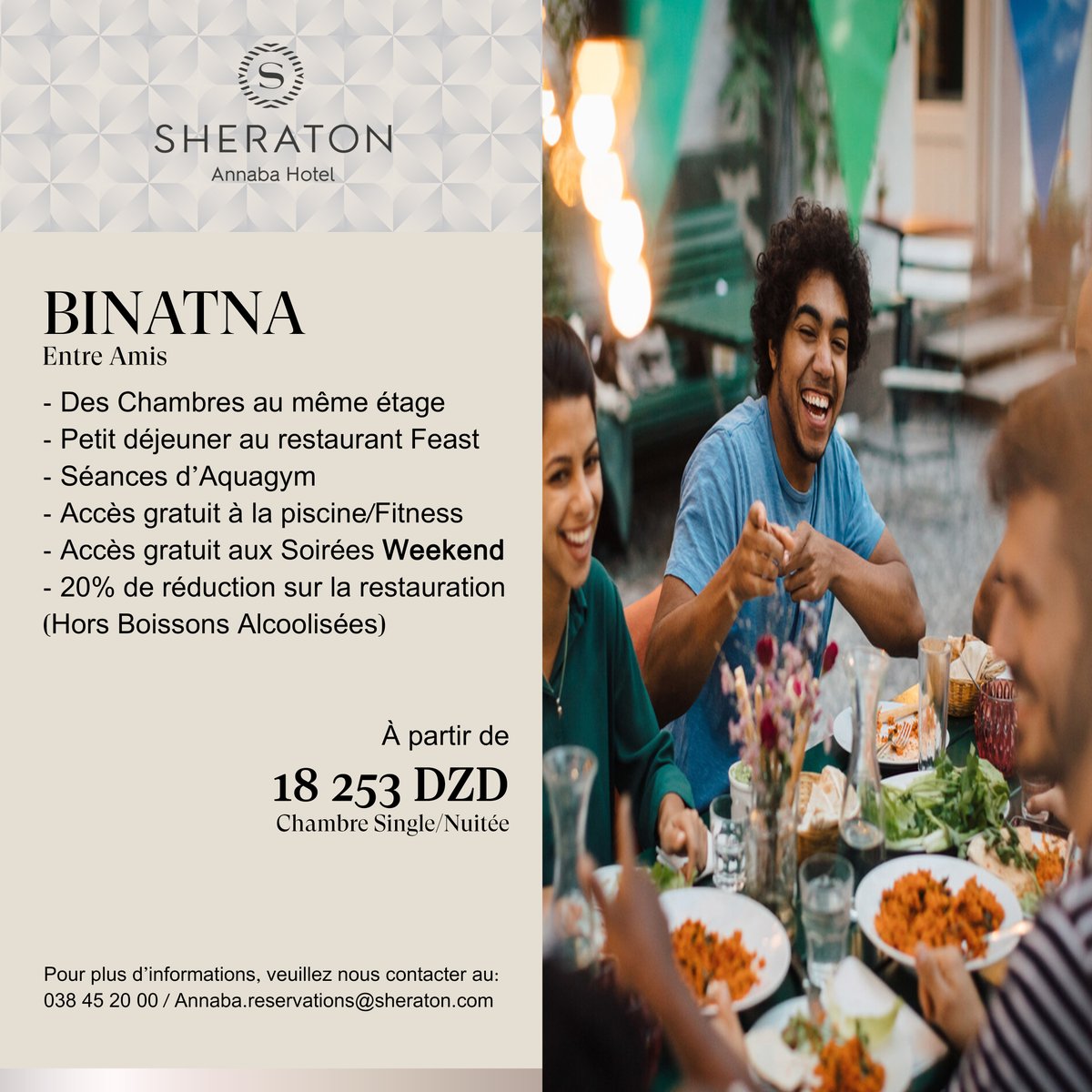 SheratonAnnaba's tweet photo. ⚠️🚨Alerte Info 🚨⚠️

Nos Summer Packages sont de retour !

Vous partez en vacances … Alors profitez de nos packages concoctés sur mesure pour passer un
séjour ensoleillé au bord de notre piscine.

#sheratonannab #hotel summerpacks #LEMETNA #BINATNA #SummerVibes #MarriottIntMEA https://t.co/9pCxxVPdiP
