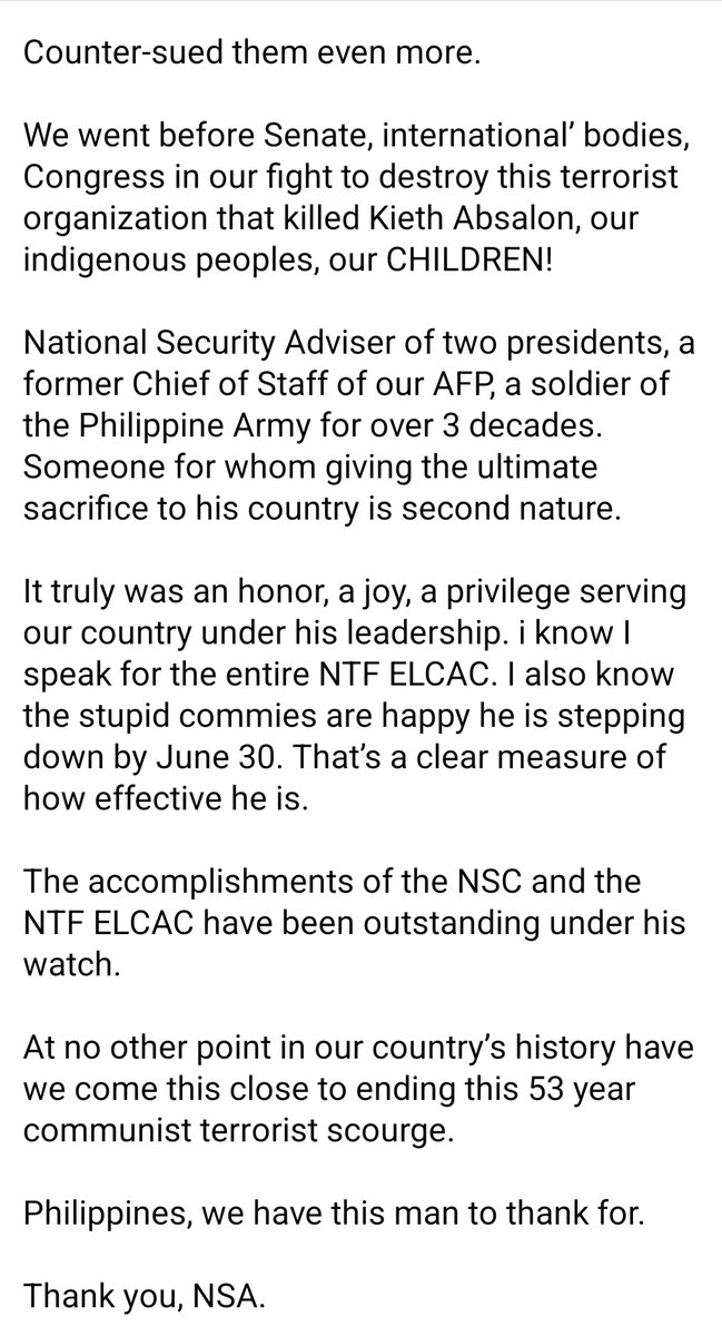 maurgaux91's tweet photo. The world's longest ongoing communist insurgency is now coming to an end. ❤ Thanks to our heroes!
#DuterteLegacy #SupportNTFELCAC 🇵🇭 https://t.co/FrnhtA2Idw