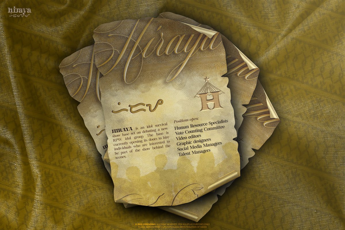 ㅤㅤ
ㅤㅤ
       🔔 HIRAYA   IS   NOW   HIRING  .ᐟ
      
       Join us in the show's  behind the 
       scenes now !  Check the  poster 
       and  link  below  to  learn  more !
ㅤㅤ
ㅤㅤ