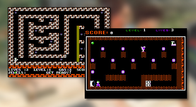 Two screenshots of Apple II games programmed by John Romero in the 1980s.