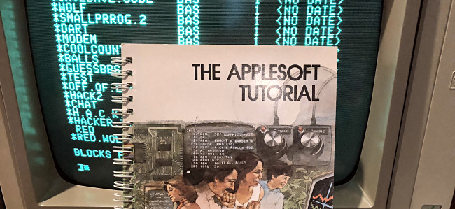 A photo of "The Applesoft Tutorial" BASIC programming book.