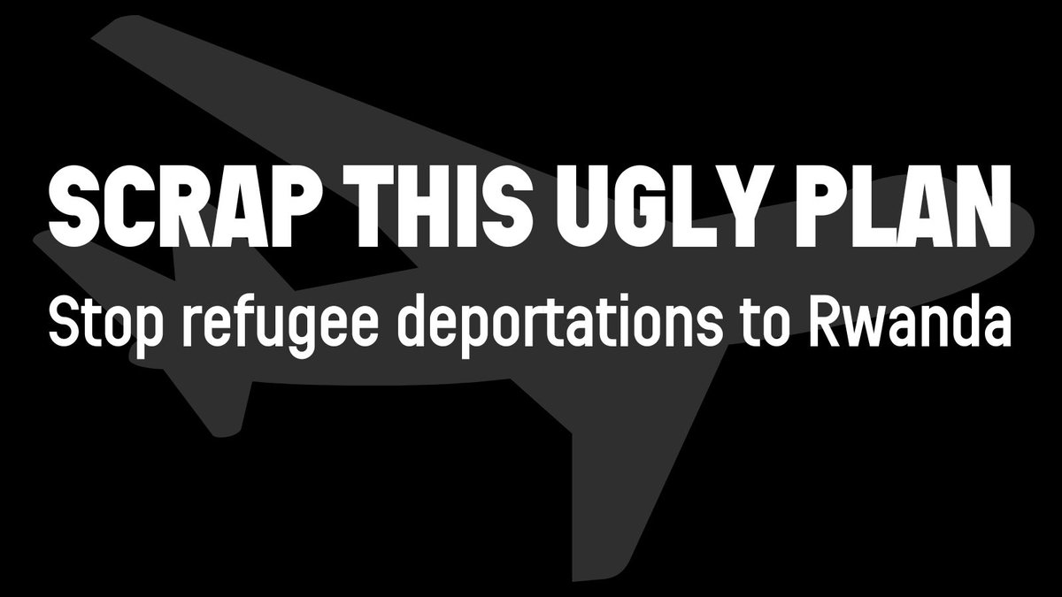 RefugeeAction's tweet photo. This Government's ugly plan to deport refugees to Rwanda is the start of the new #AntiRefugeeLaws.

Laws that are violent, racist and inhumane. https://t.co/jikbfpCNKV