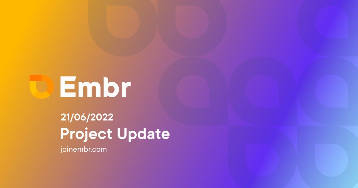 What's #Embr been up to these past months? Come find out on June 21 2022, at our first Embr Project Update! 

You do NOT want to miss this 🔥

#cryptocurrency #Web3 #blockchain