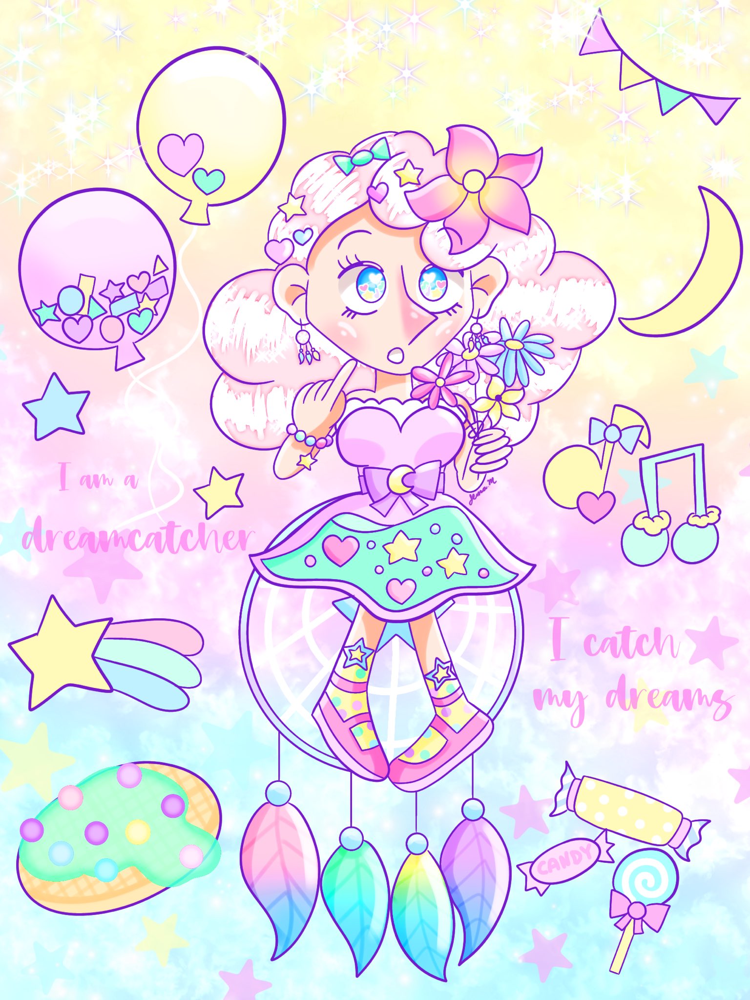 Uzivatel Art By Jemibuni Space q Na Twitteru 今日は 夢の日 らしいからゆめかわいいイラストを描きたかったのʚ ɞ ᴗ それから新しいオリキャラの リンジー を紹介したい I Designed A Character I Grew Really Attached To And I Wanted To