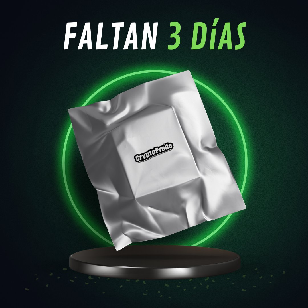 CryptoProde's tweet photo. ¡Estamos a solo 3 días del minteo!🥳 Y te dejamos tres razones para mintear un NFT de #cryptoprode:
☑️ Podes elegir el NFT de tu equipo favorito.
☑️ Tendrás el 90% de recompensas si acertás tu pronostico.
☑️ Podes pronosticar la instancia de juego que quieras. https://t.co/FSfqlIDiJQ
