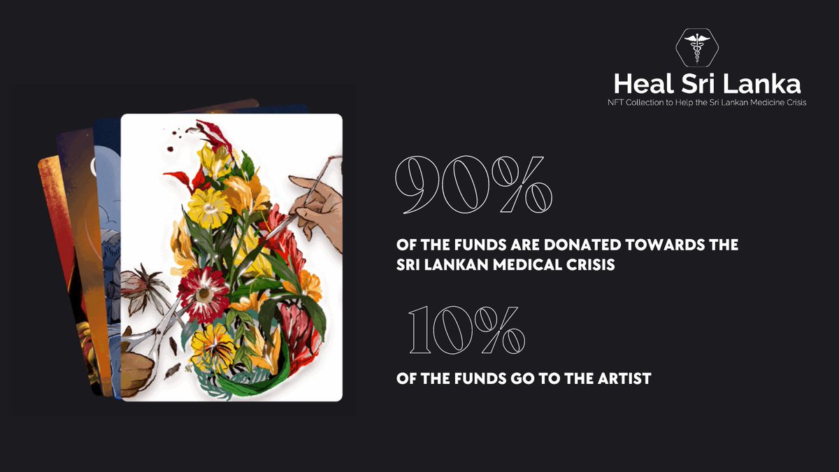 HealSrilankanft's tweet image. Did You Know? ⚕️

90% of the proceeds collected from our initiative are donated to help the Sri Lanka medical crisis and 10% of the funds go towards the amazing artists who contributed to our Heal Sri Lanka initiative 🇱🇰

#nft #healsrilanka #hyperglade #srilanka #medicalcrisis