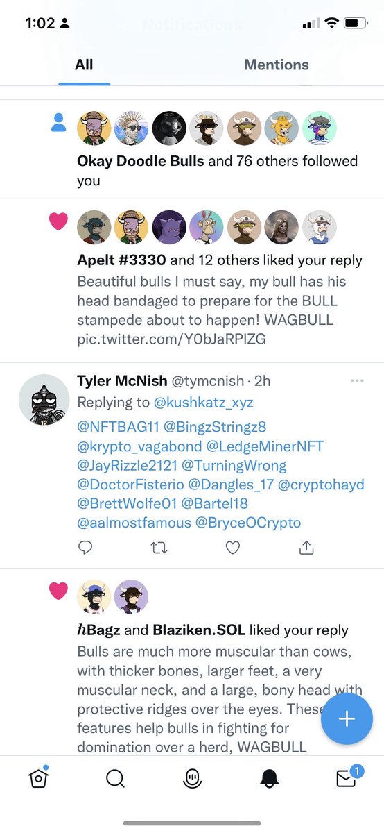 BingzStringz8's tweet photo. Happy friday bullazz! Listings going down, staking going up, community is constantly building and one of the strongest in the game. What more could you want?? Don’t even get me started on how dope these bullzz are!! #BULLISH #WAGBULL #BULLCHIP https://t.co/mmp3v9jzvD