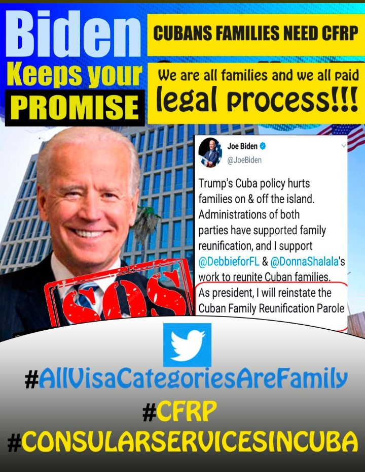 Olga237817811's tweet photo. #UnaFecha #POTUS #NoMoreGuyana #ConsularServicesInCuba 
Se nos acaba la vida lejos de nuestras familias, el sufrimiento se hace perpetuo. Necesitamos ya la reactivacion en la embajada de la habana de todas las categorias y #CFRP https://t.co/xeDfgEW7S7 https://t.co/9F7DBhmW64