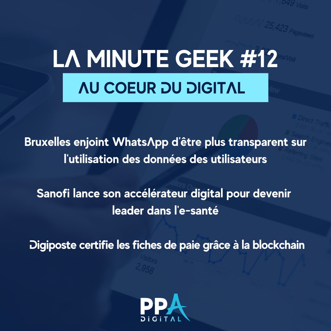 PPADigitalFr's tweet photo. Comme chaque vendredi, c'est l'heure de la minute Geek ! Votre rendez-vous avec l'actualité digitale !
Au programme 👉 Linkedin, e-santé, blockchain...
#PPADIGITAL #bedigital #actu #digital https://t.co/z6XhSfS2cO