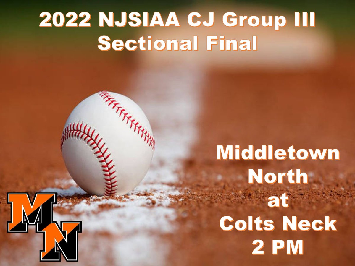 MHSNStudentgov's tweet photo. GOOD LUCK to the Middletown North Baseball Program which will travel to Colts Neck at 2 PM today for the 2022 NJSIAA Central Jersey Group III Sectional Final.
#roaroftheshore @HighSchoolNorth @HSNPrincipal @NorthAPFalco @NorthAPHerbert @DrReginioHSN https://t.co/Uo4ir6nPDC