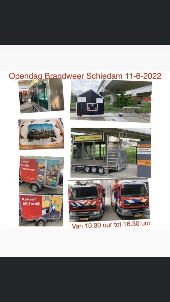 Morgen de A-ploeg op dienst. Met veel plezier presenteren we ons vak. We hebben alleen geen ballenbak, verder veel vertier voor jong en oud. #brandweer #schiedam