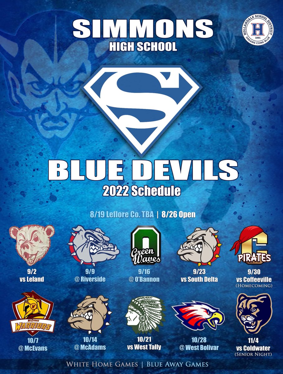 SimmonsFootball's tweet photo. 2022 Schedule #GoBigBlue #TheCh4se https://t.co/pXq6ZBtVHx