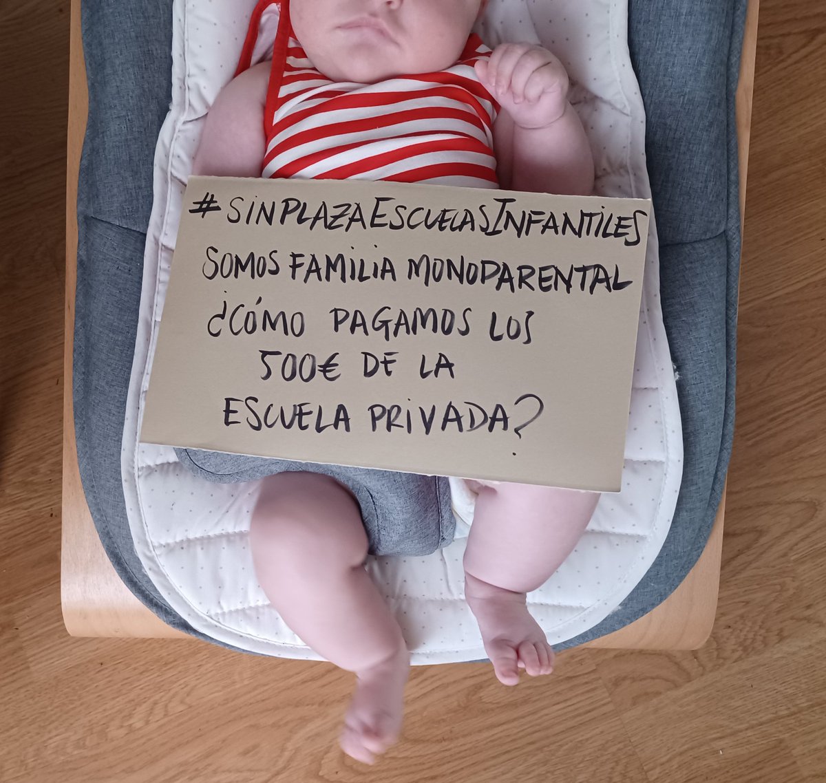 MadameDosRombos's tweet photo. Mi hija de dos meses también #SinPlazaEscuelasInfantiles. Madrid da una respuesta totalmente insuficiente a las necesidades de miles de familias con hijos de 0-3 años y nos empuja a una educación privada que no nos podemos permitir https://t.co/YAVYYyz0a0