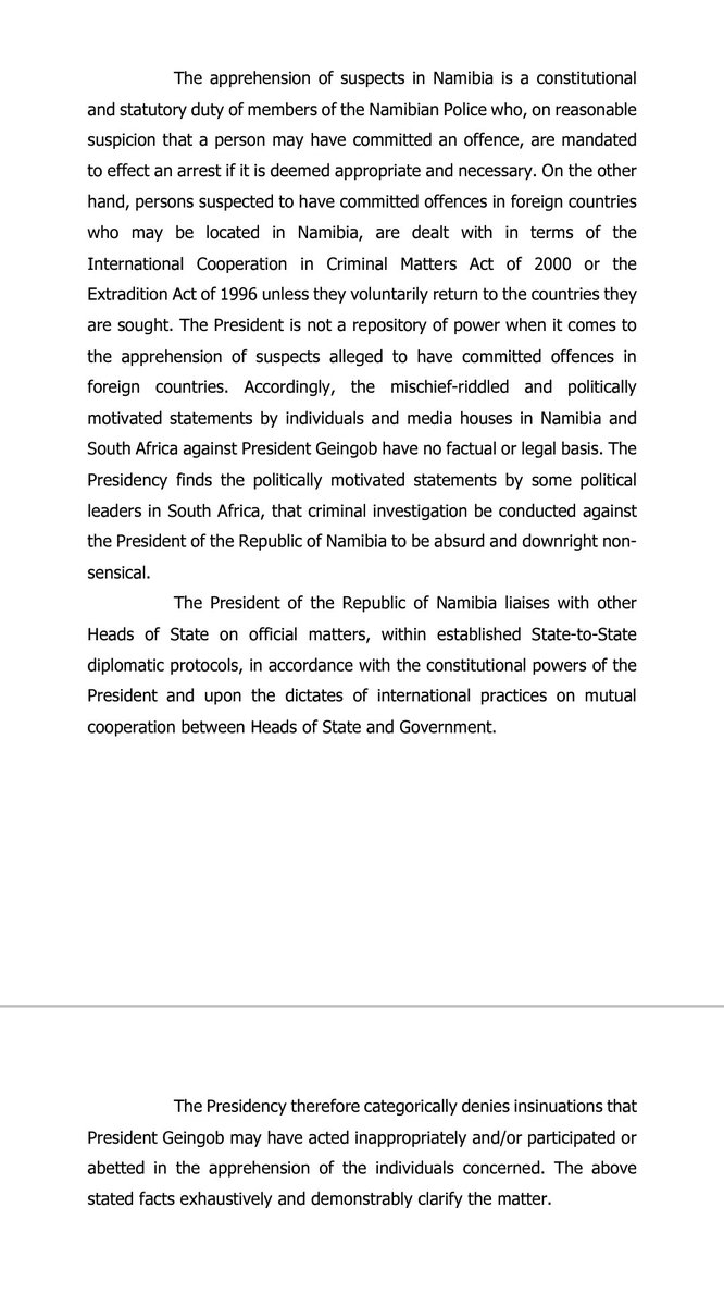 [BREAKING NEWS] President Hage Geingob has released a detailed statement over the alleged robbery at SA leader Cyril Ramaphosa’s Phala Phala game farm scandal.