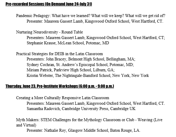 etclassics's tweet photo. Check out the #ACLInstitute2022 sessions geared toward #MiddleSchoolLatin & #ElementaryLatin & attend the #ExcellenceThroughClassics general meeting!
@mageeshdee @LuciaRidens @MagisterWood @MagisterBracey https://t.co/Z9gdjKOstj