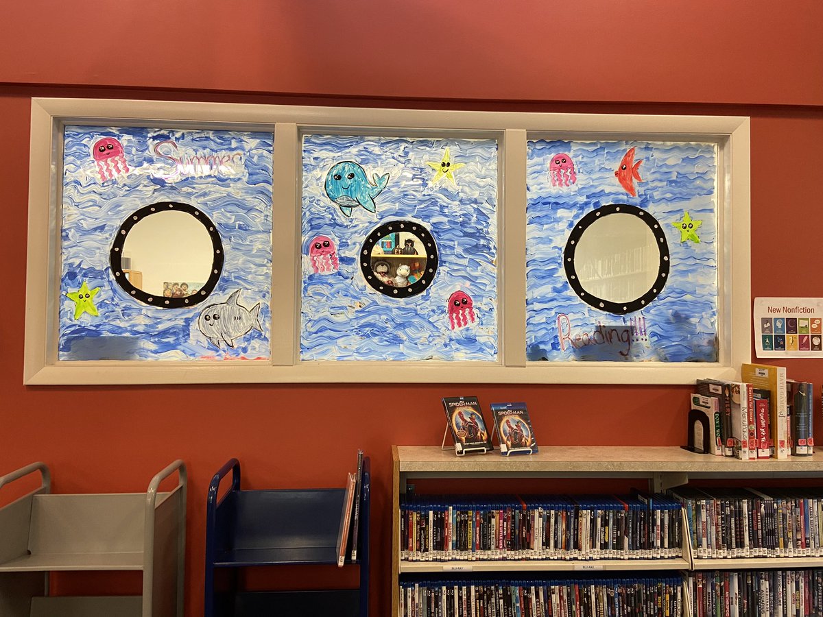 The window fairies were here! 
Thank you Sara and Fiona for the beautiful art!! 
#Oceans of Possibilities Summer Reading