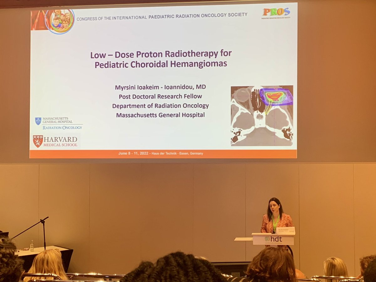 MyrsiniIoakeim's tweet photo. PROS 2018 was the first US conference I attended as a med student. Today, I was so honored to present the MGH/MEEI experience with proton radiotherapy for pediatric choroidal hamangiomas. Huge thanks to my mentor Dr. MacDonald and @kevinxliu!! @intpros1 @MGHCancerCenter https://t.co/CJGqKQcY7n