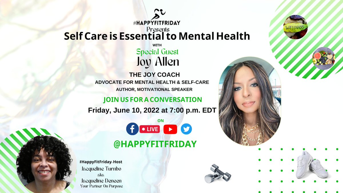 HappyFitFriday's tweet photo. We hope to see you tonight!!! June 10th at 7pm EDT. Join #HappyFitFriday Guest Spotlight featuring Joy Allen share why "Self Care is Essential to Mental Health." @happyfitfriday Facebook Live, YouTube and Twitter.
👀🔥💚💚💚 https://t.co/GG0OIPKvOF