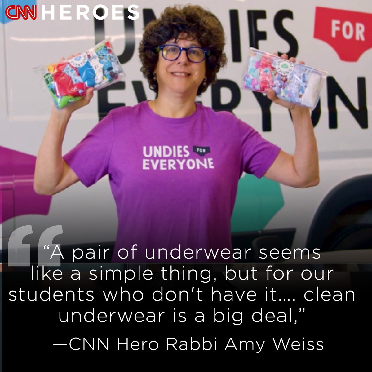 You can donate used clothes, but you cannot donate used underwear. CNN Hero Rabbi Amy Weiss is filling the gap for families in need by providing <a href="/Undies4Everyone/">Undies For Everyone</a>: cnn.it/3mxRvgf