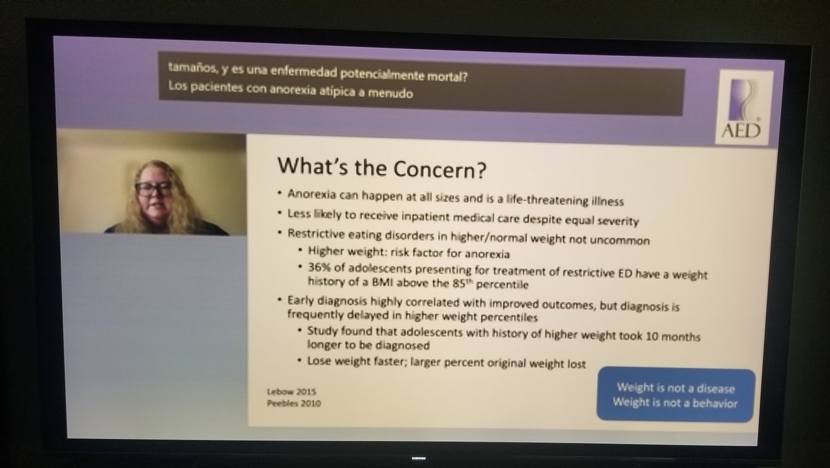 Anorexia is anorexia and it can occur at all sizes. Nothing atypical about it. Love to hear Rebecka Peebles discuss this important topic... “is being fat worse than being sick?” #ICED2022