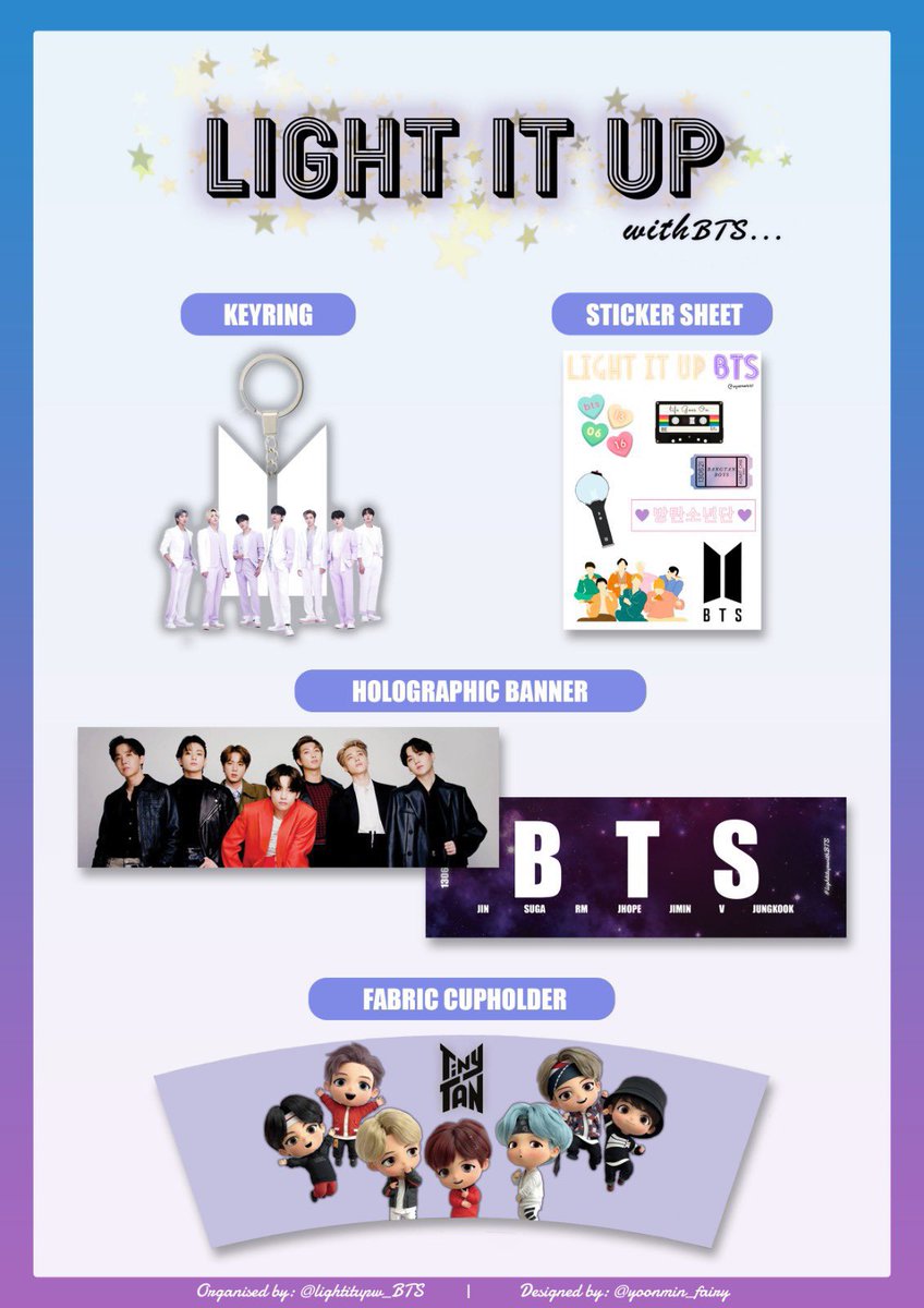 lightitupw_BTS's tweet photo. We will be at #BTSV8RSE to give out our cupholder. Limited quantities of  fanpacks available at $6, and other items at $1.50. If you wish to reserve them, drop us a DM. We’ll see you guys there! 

📅  12 June, Sunday
⏰ 2pm to 4pm
📍 Mosanco Enchanted Cafe
      (The Rainforest) https://t.co/wv2v2KnHTK