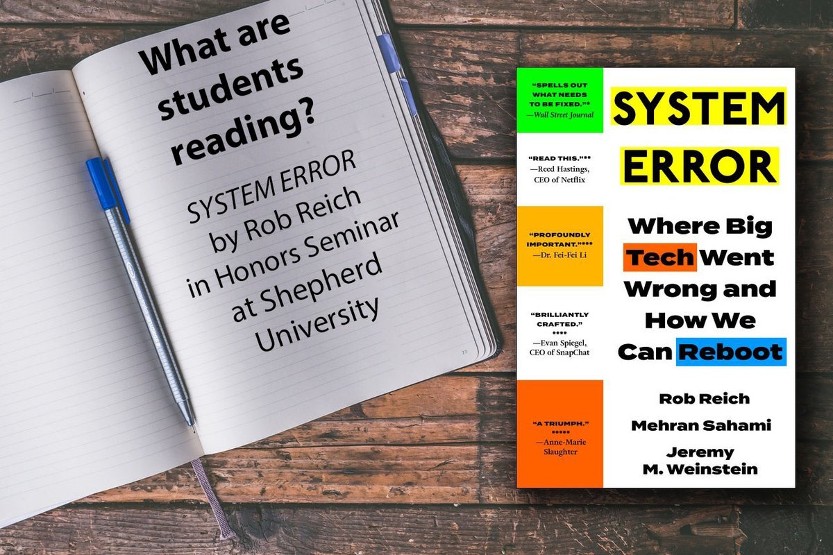 HarperAcademic's tweet image. Available in paperback on 9/6/2022, SYSTEM ERROR was recently adopted into course at Shepherd University. Learn more about Rob Reich&apos;s book, and read an excerpt, at our book page: fal.cn/3pm1r #SystemError #CourseAdoption