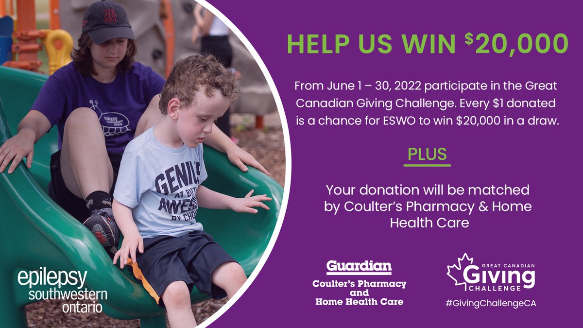 Show your support this June by getting involved in the #GivingChallengeCA. Help spread epilepsy awareness to ALL your friends and family by sharing our fundraising page! Together we can make a difference: canadahelps.org/en/dn/m/72713