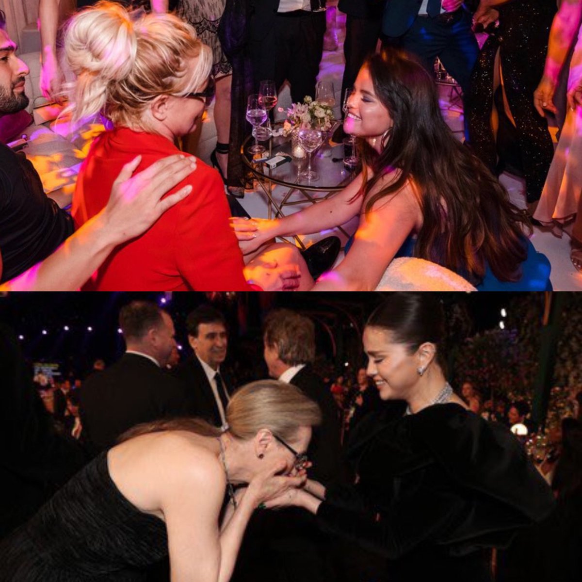 gomezquality's tweet photo. selena gomez receiving blessings from music and film royalty https://t.co/Lf8nf8RpXI