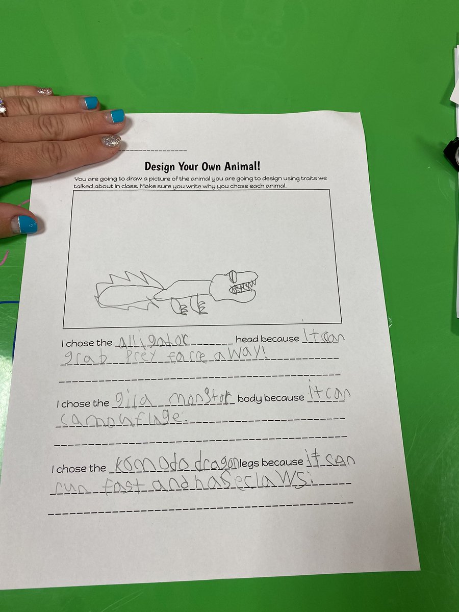 1st and 2nd graders are finishing up our STEM year with designing their own animals. This follows our discussion about animal traits and their importance