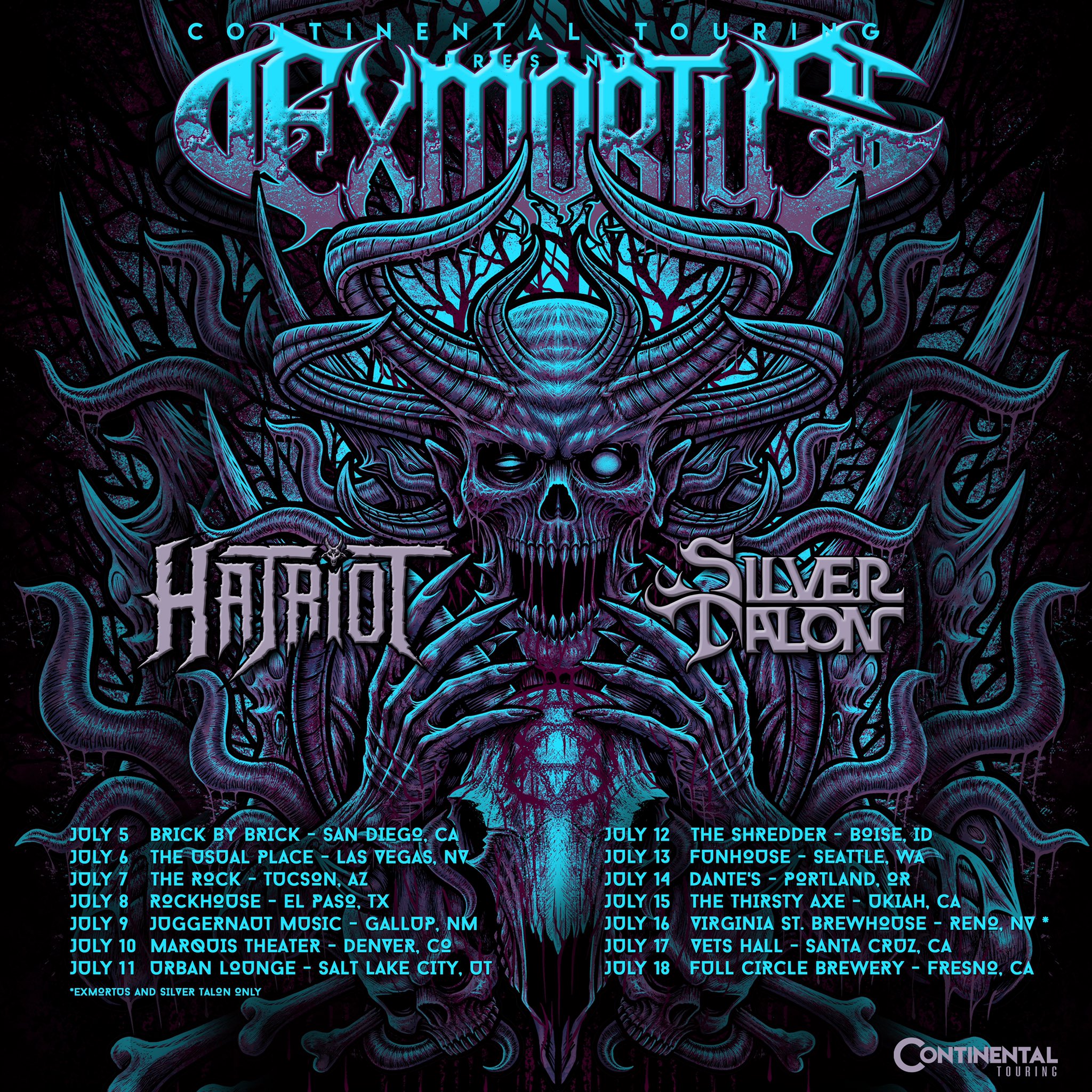 Silver Talon Hitting The Road With Exmortusband Amp Hatriot Next Month Our First Tour Since Dec 19 And We Couldn T Be More Excited See You There Silvertalon Exmortus Hatriot