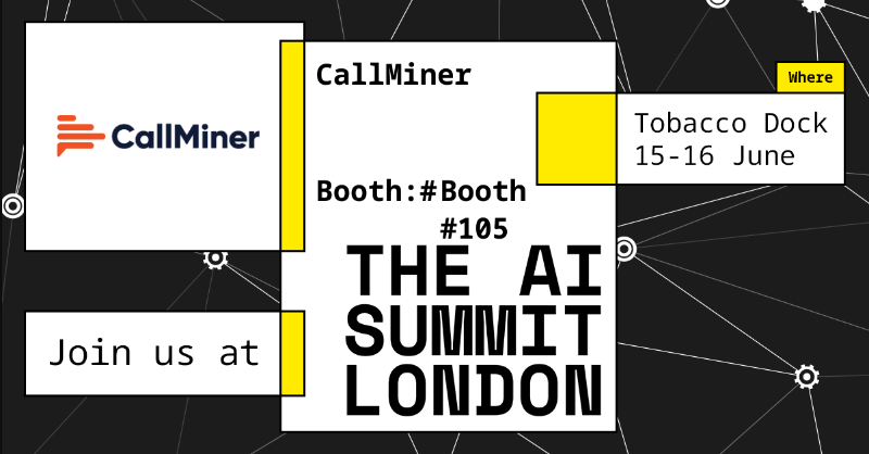 CallMiner's tweet photo. Starting Wednesday, we'll be in London for @Business_AI's #AISummit! 

Our manager of ML and Analytics, Kirsten Stallings, is joining a panel to discuss mitigating risks and finding opportunities in #AI.

Register now and visit us at booth #105.