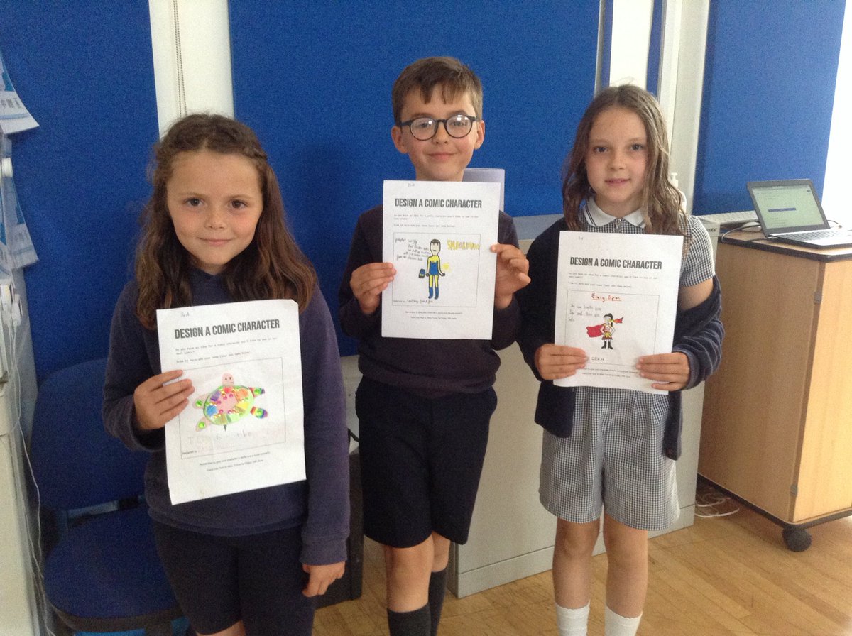 SullyPS's tweet photo. Congratulations to our competition winners! Look at their marvellous comic character designs. Well done Emily, Oscar and Priya. #SPS #SPSCreative https://t.co/Q0mp01GsLu